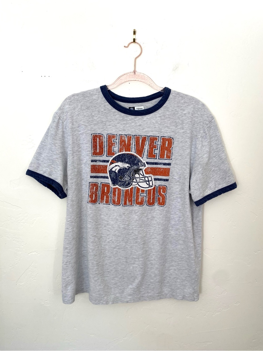 Denver Broncos L Men's NFL Graphic Tee NFL Team Apparel Colorado Football Ringer